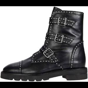 Jesse Lift Studded Buckle Leather Boots